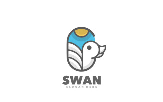 Swan badge cartoon logo template