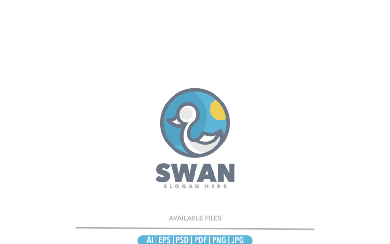 Swan cute circle logo template Logo Template