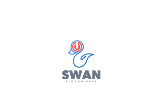 Swan power cute logo template