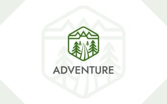 Adventure forest mountain nature logo design template