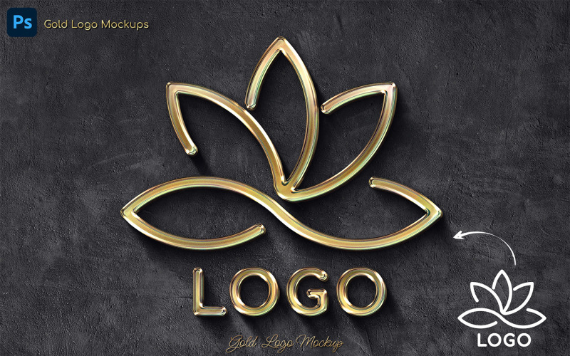 Gold Logo Text and Logo Effects Illustration