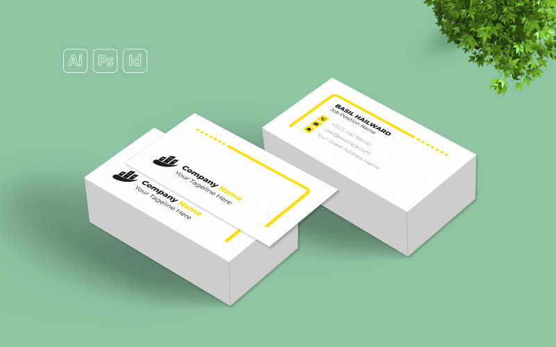 Business Card Template with Yellow Color Corporate Identity