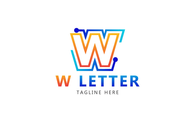 Digital Wave Logo. W Letter Logo Template