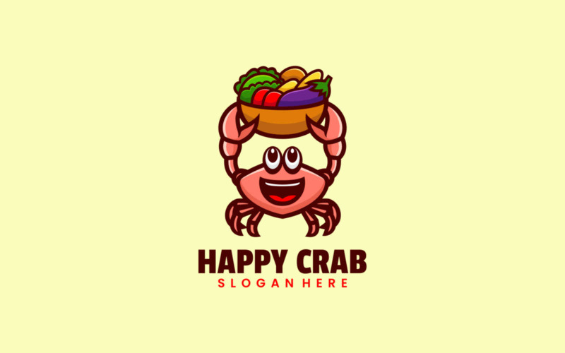 Happy Crab Mascot Cartoon Logo Logo Template
