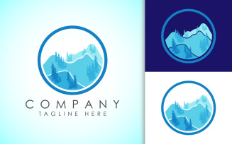 Mountain peak summit logo design2
