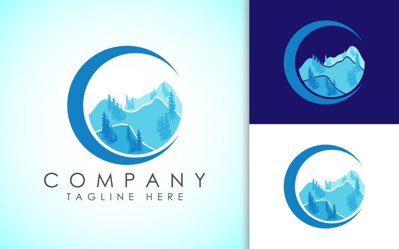 Mountain peak summit logo design3 Logo Template