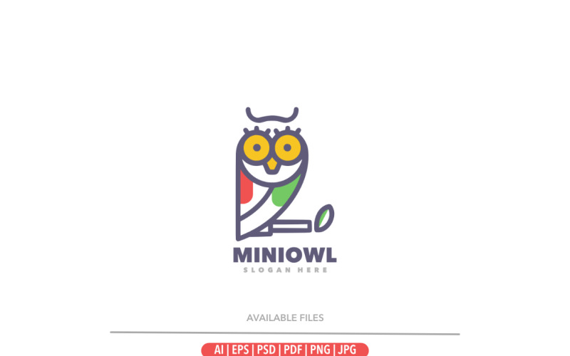 Owl cute line art logo template Logo Template