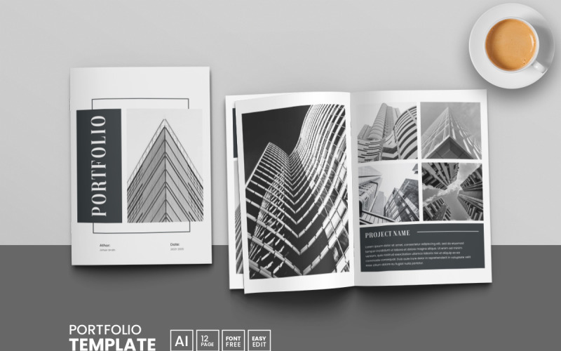 Portfolio Template Layout Design and Brochure, Company Profile Magazine Template