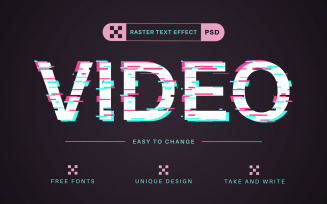 Video Glitch - Editable Text Effect, Font Style