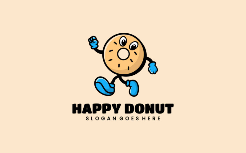 Happy Donuts Cartoon Logo Logo Template