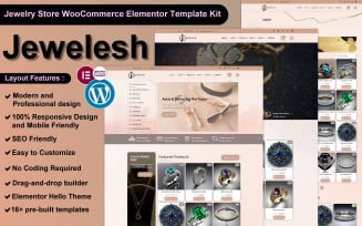 Jewelesh - Jewelry and Cosmetics Store WooCommerce Elementor Template Kit