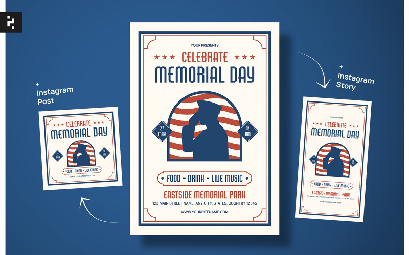 Memorial Day Flyer Classic Looks Corporate Identity