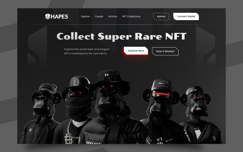 NFT Website Hero Section UI Template 01 UI Element