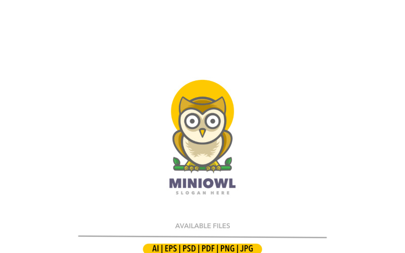 Night owl cute cartoon logo Logo Template