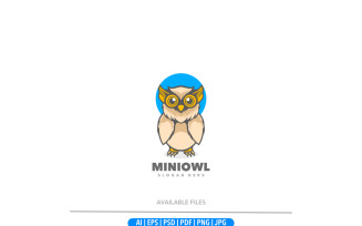 Owl cute cartoon simple logo