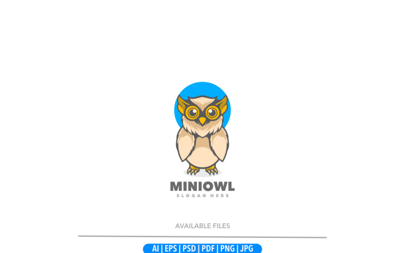 Owl cute cartoon simple logo Logo Template