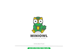 Owl cute simple cartoon logo