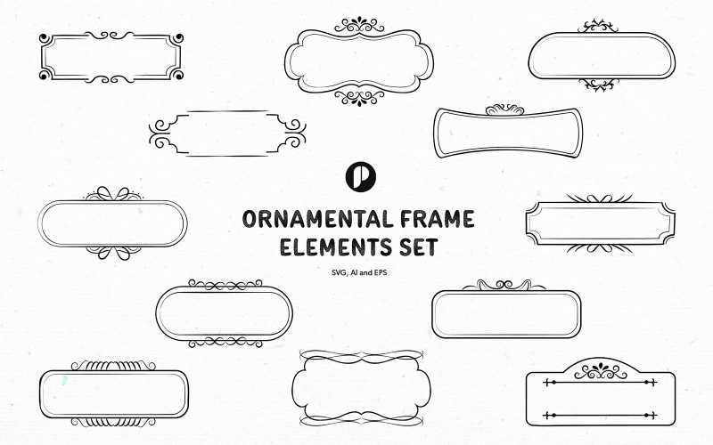 Black ornamental frame elements set Illustration