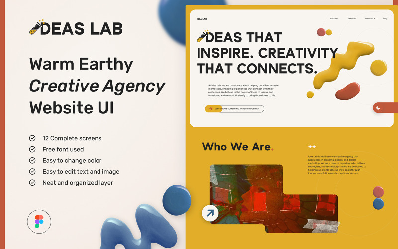 Idea lab – warm earthy creative agency website UI Element