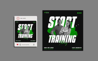 Sports Fitness Gym Social Media Promotion Post Design Template