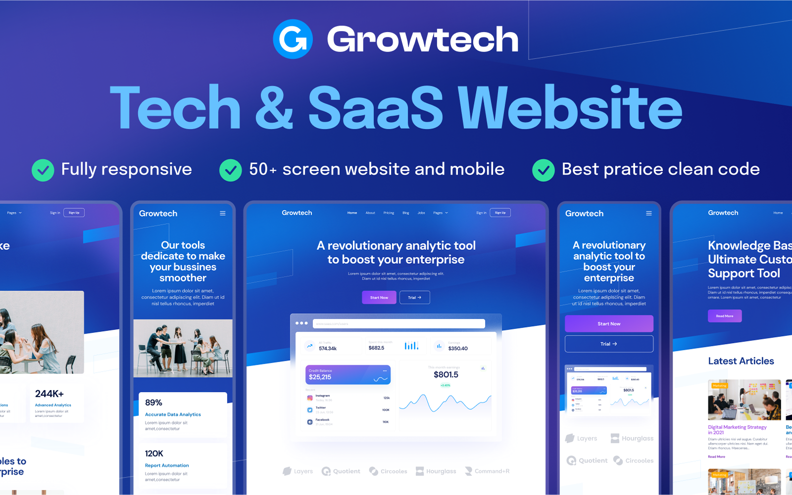 Growtech - Tech & SaaS Coded Website Template