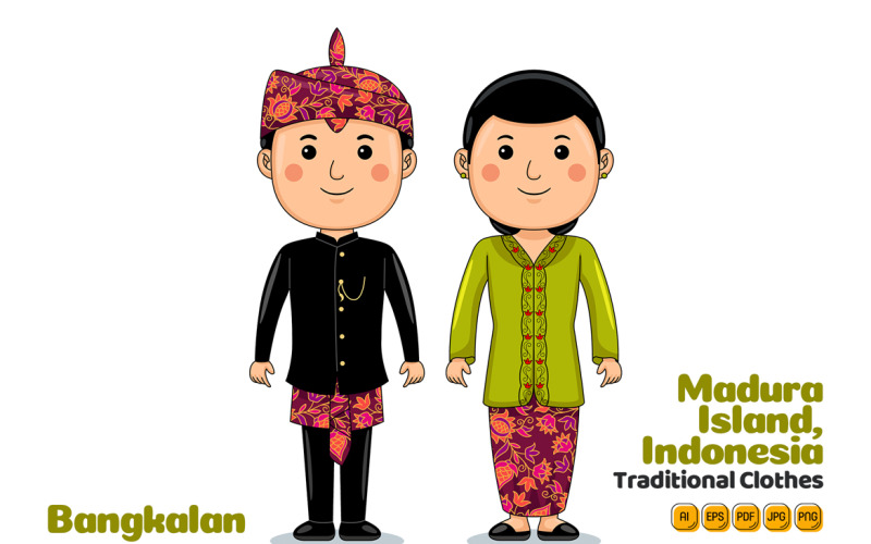 Bangkalan Madura Indonesia Traditional Cloth Vector Graphic