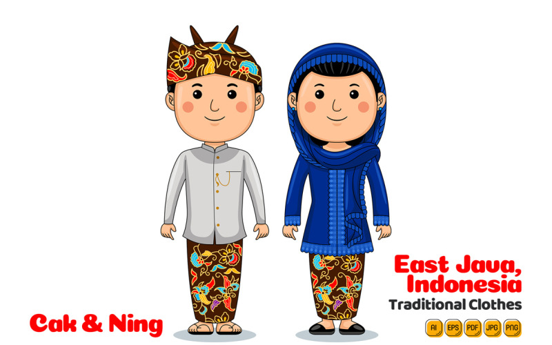 East Java Indonesia Traditional Cloth Vector Graphic
