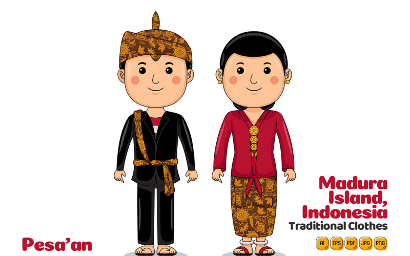 Pesa'an Madura Indonesia Traditional Cloth Vector Graphic