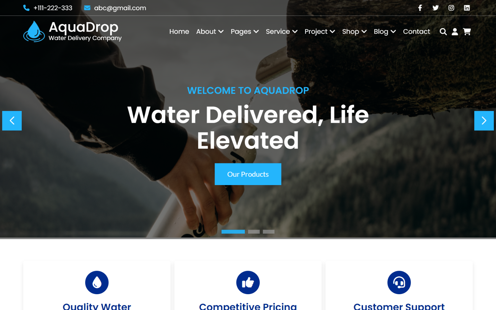 AquaDrop - Drinking Water Delivery HTML5 Website Template