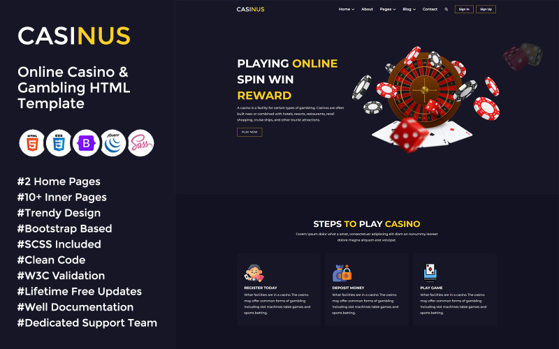 Casinus - Online Casino & Gambling HTML Template Website Template