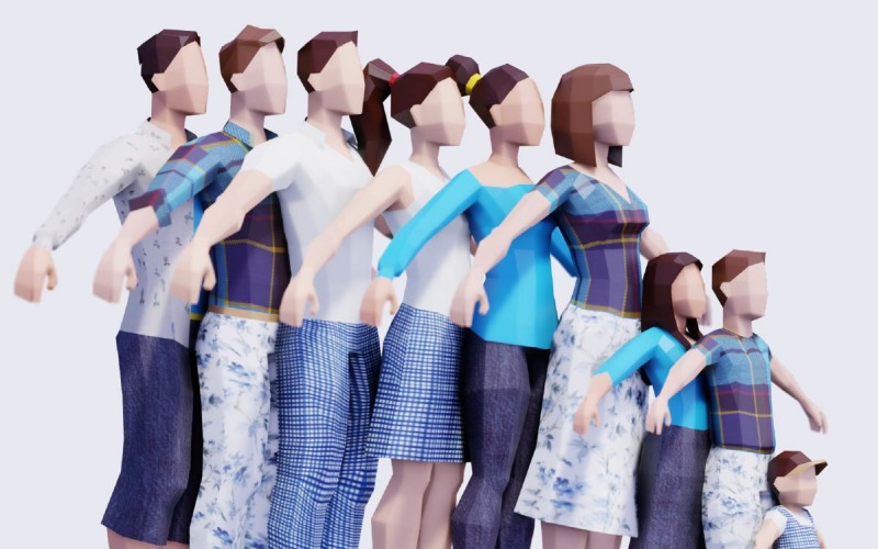 Spring Low Poly People Pack | Animated & Rigged Model