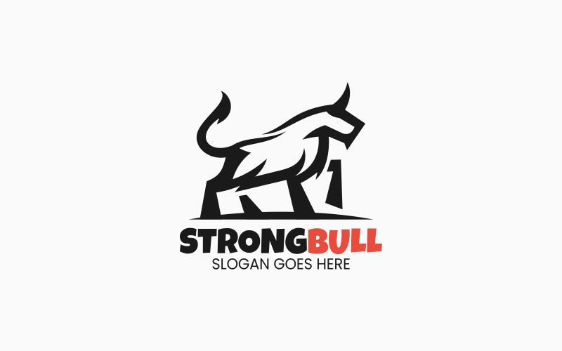 Strong Bull Line Art Logo 1 Logo Template