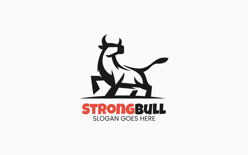 Strong Bull Line Art Logo Logo Template