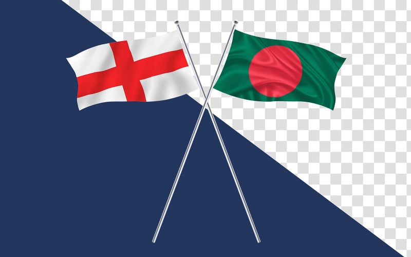 Two Flag Friendship Between England and Bangladesh Countries Illustration