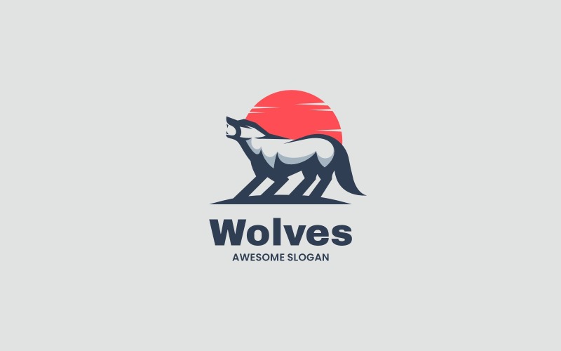 Wolf Simple Mascot Logo 2 Logo Template