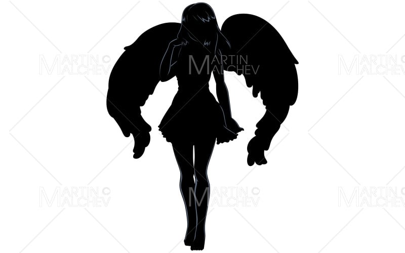 Angel Anime Girl Silhouette Vector Illustration