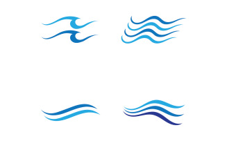 Blue wave water beach logo vector design v2