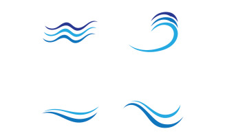 Blue wave water beach logo vector design v3