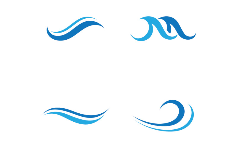Blue wave water beach logo vector design v4 Logo Template