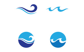 Blue wave water beach logo vector design v5