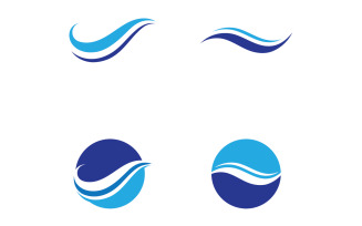 Blue wave water beach logo vector design v6