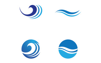 Blue wave water beach logo vector design v7