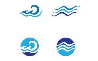 Blue wave water beach logo vector design v8