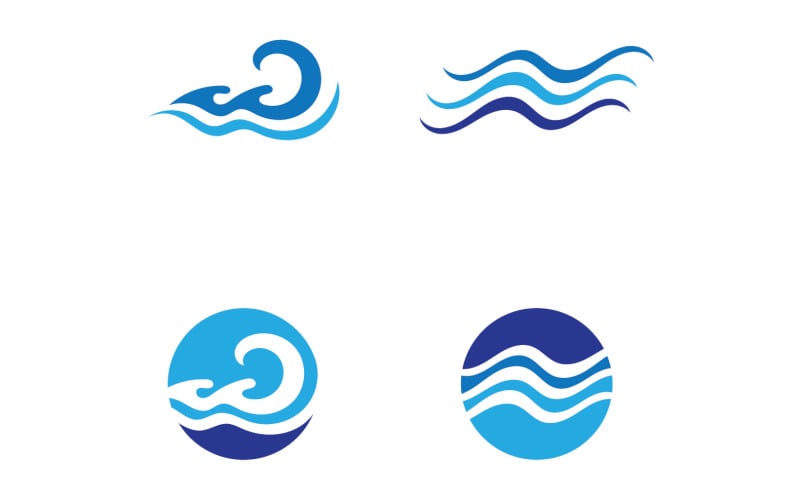 Blue wave water beach logo vector design v8 Logo Template