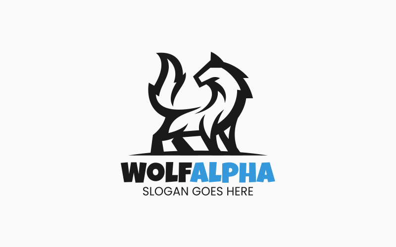 Wolf Alpha Line Art Logo Style Logo Template