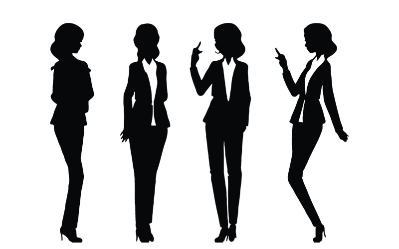 Female office staff silhouette vector Illustration
