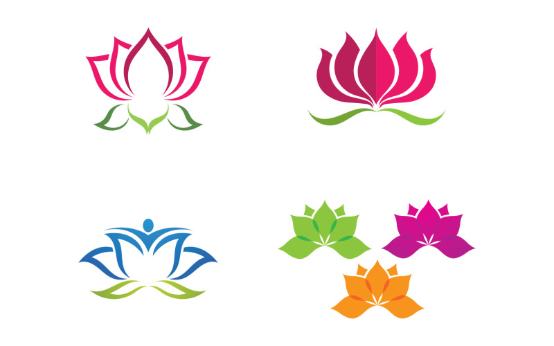 Flower lotus yoga symbol vector design company name v33 Logo Template