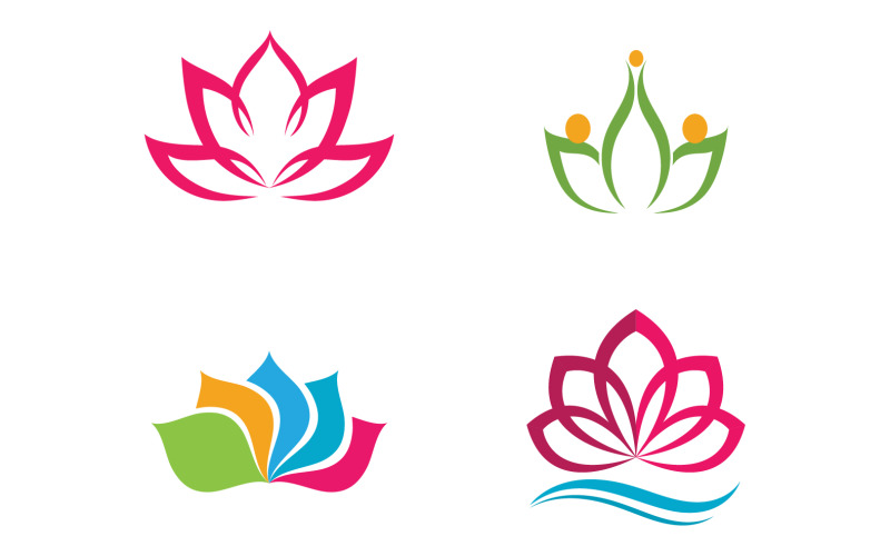 Flower lotus yoga symbol vector design company name v36 Logo Template