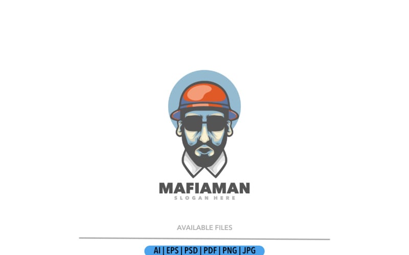 Mafia boss logo cute mascot Logo Template