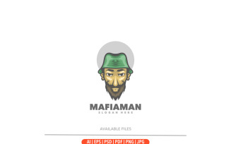Mafia man cute mascot logo template